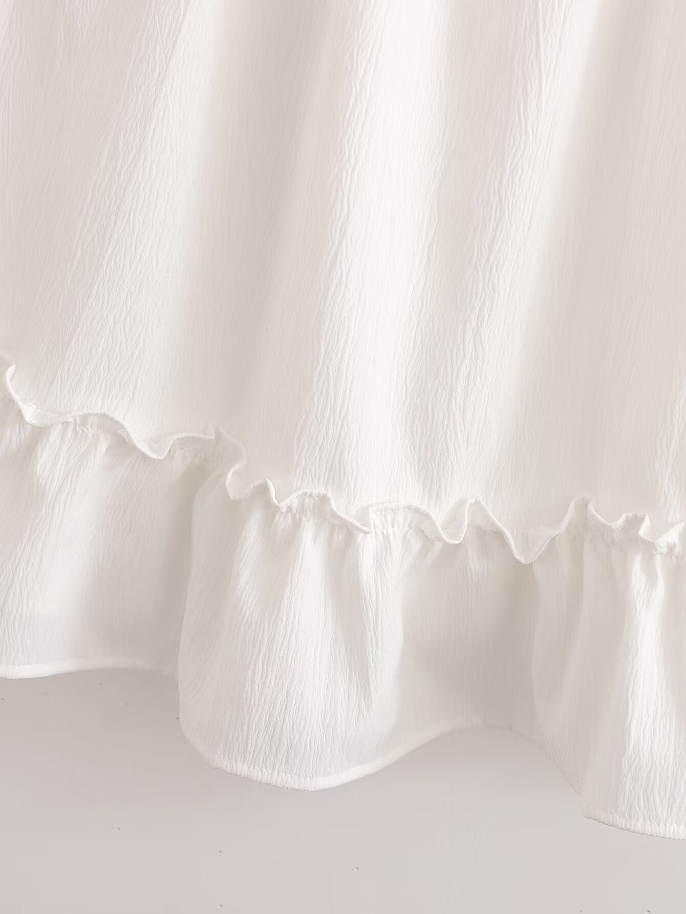 Spring Women Clothing Stylish Graceful Simple Solid Color Texture Ruffled Dress FRIDAY