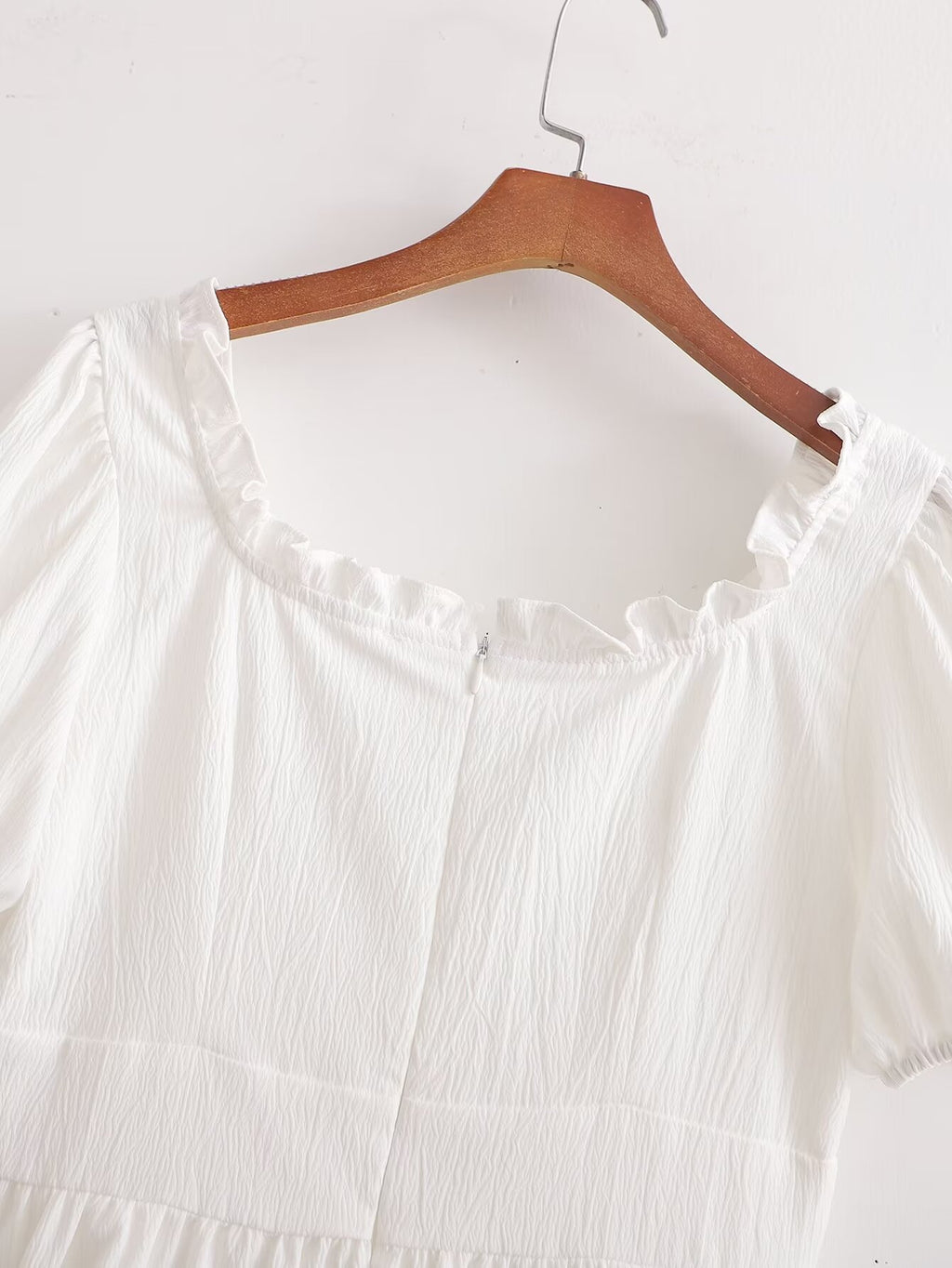 Spring Women Clothing Stylish Graceful Simple Solid Color Texture Ruffled Dress FRIDAY