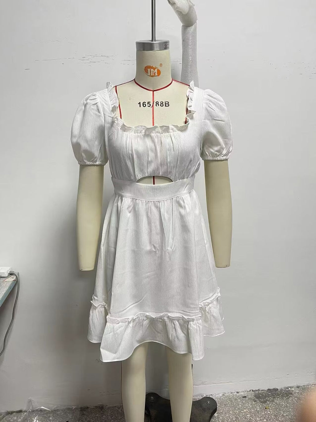 Spring Women Clothing Stylish Graceful Simple Solid Color Texture Ruffled Dress FRIDAY