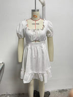 Spring Women Clothing Stylish Graceful Simple Solid Color Texture Ruffled Dress FRIDAY
