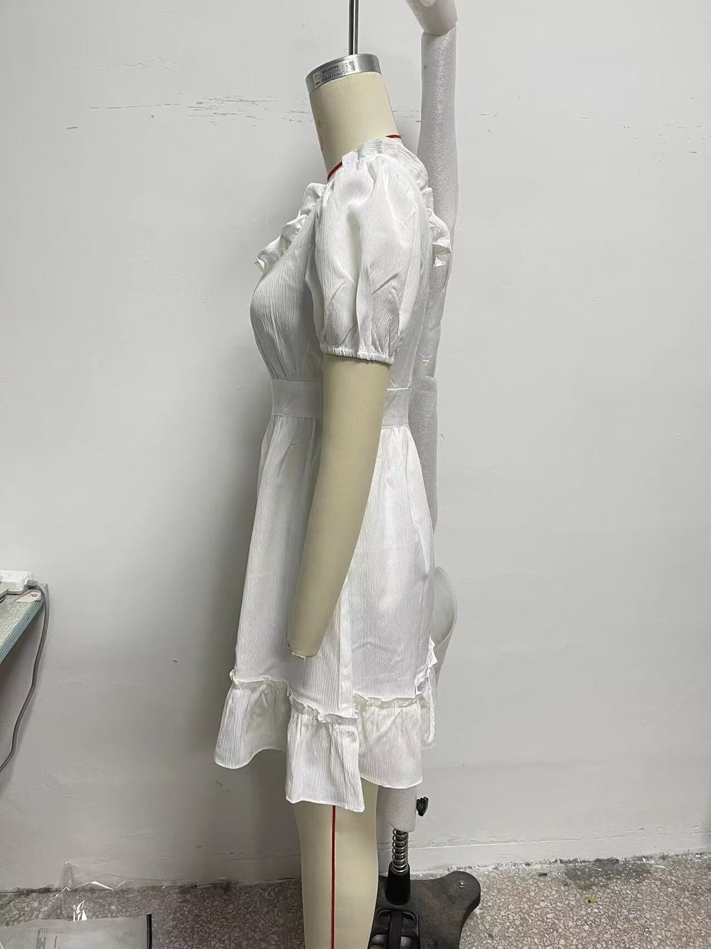 Spring Women Clothing Stylish Graceful Simple Solid Color Texture Ruffled Dress FRIDAY