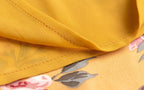 Women Clothing Retro Yellow Background with Printing Bottom Slit Strap Dress PullWind