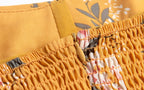 Women Clothing Retro Yellow Background with Printing Bottom Slit Strap Dress PullWind