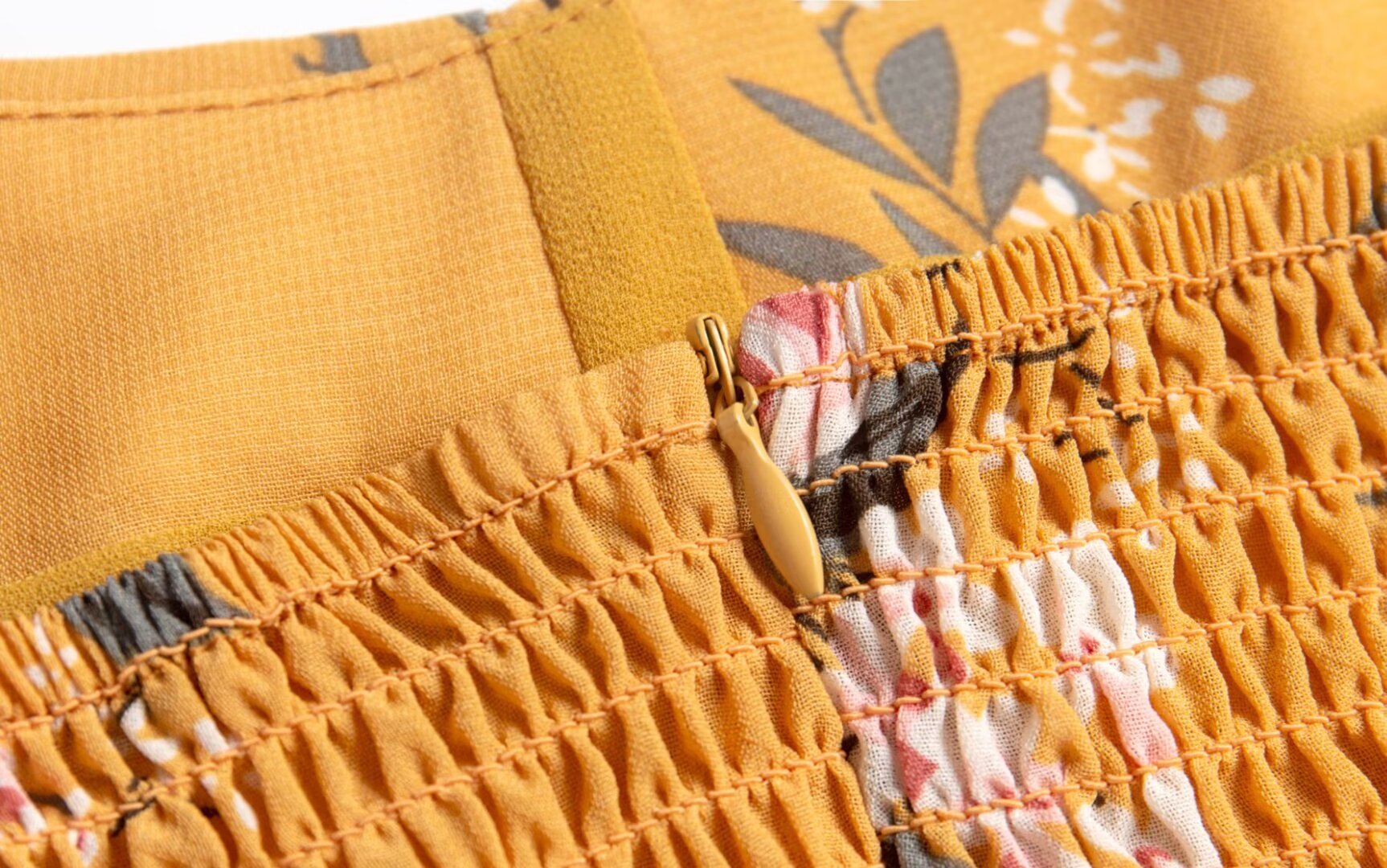 Women Clothing Retro Yellow Background with Printing Bottom Slit Strap Dress PullWind