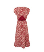French Holiday Red Bottom Floral Round Neck Tight Waist Split Dress Summer Sexy Backless Midi Dress PullWind