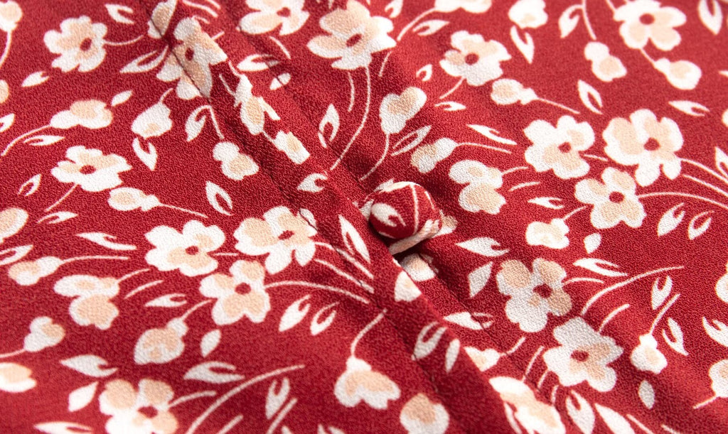 French Holiday Red Bottom Floral Round Neck Tight Waist Split Dress Summer Sexy Backless Midi Dress PullWind