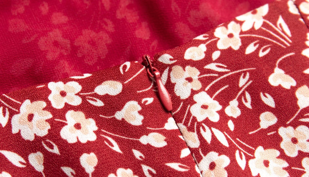 French Holiday Red Bottom Floral Round Neck Tight Waist Split Dress Summer Sexy Backless Midi Dress PullWind