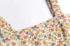 Spring Pastoral Floral Pattern Over Beige Background Square Collar Casual Camisole Dress PullWind