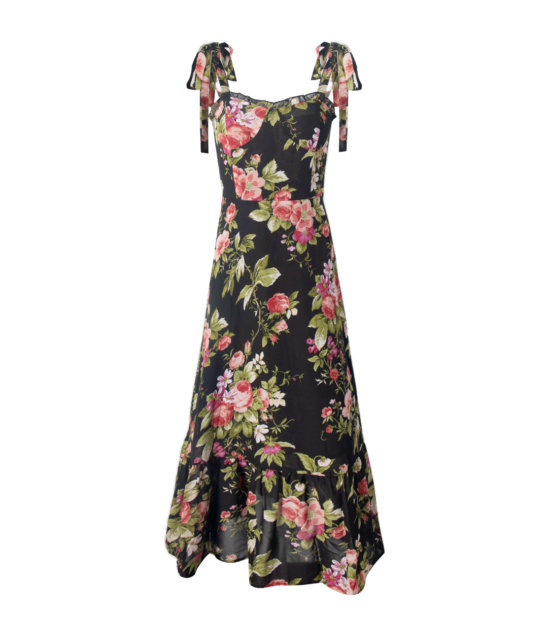 Spring Holiday Casual Strap Lace Large Floral Printed Maxi Dress PullWind