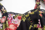 Spring Holiday Casual Strap Lace Large Floral Printed Maxi Dress PullWind