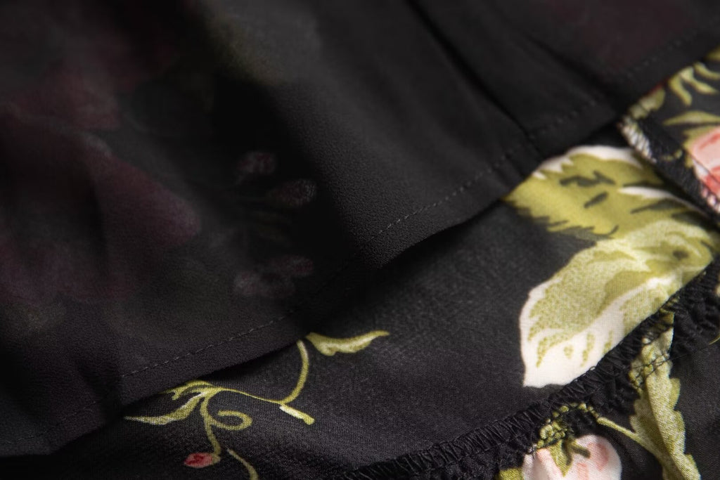 Spring Holiday Casual Strap Lace Large Floral Printed Maxi Dress PullWind