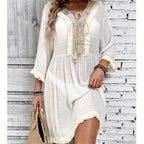 Women Clothing Holiday Neckline Lace Decorative Beach Blouse Holiday Sun Protection Loose Blouse Crochet hook Tidee