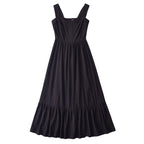 French Retro Lace Bowknot Decoration Square Collar Vest Dress Cami Dress Summer Slim Fit A Line Dress Women OMI