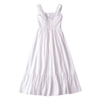 French Retro Lace Bowknot Decoration Square Collar Vest Dress Cami Dress Summer Slim Fit A Line Dress Women OMI