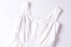French Retro Lace Bowknot Decoration Square Collar Vest Dress Cami Dress Summer Slim Fit A Line Dress Women OMI