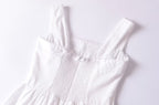 French Retro Lace Bowknot Decoration Square Collar Vest Dress Cami Dress Summer Slim Fit A Line Dress Women OMI
