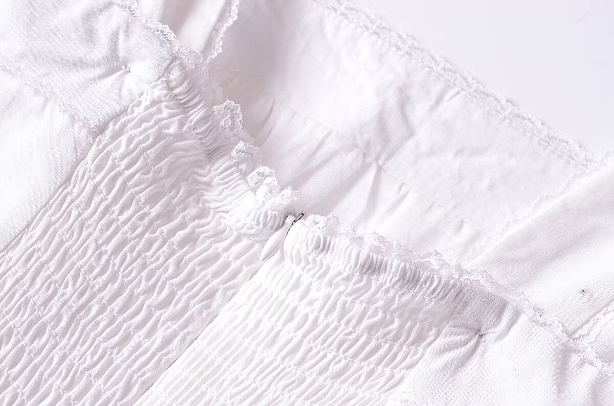 French Retro Lace Bowknot Decoration Square Collar Vest Dress Cami Dress Summer Slim Fit A Line Dress Women OMI