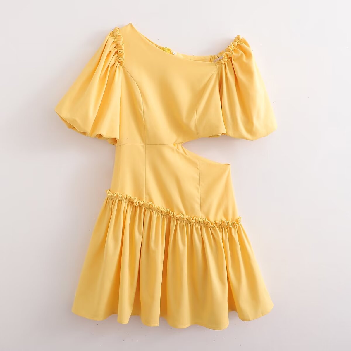 Dress for Women Design Puff Sleeve Slimming Waist Exposed Women Short A Line Dress FRIDAY