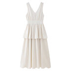 Women Clothing Summer V neck Sleeveless Dress CHEN