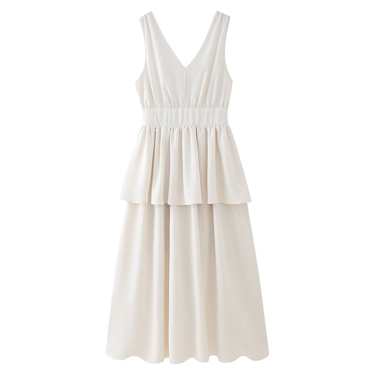 Women Clothing Summer V neck Sleeveless Dress CHEN