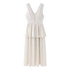 Women Clothing Summer V neck Sleeveless Dress CHEN