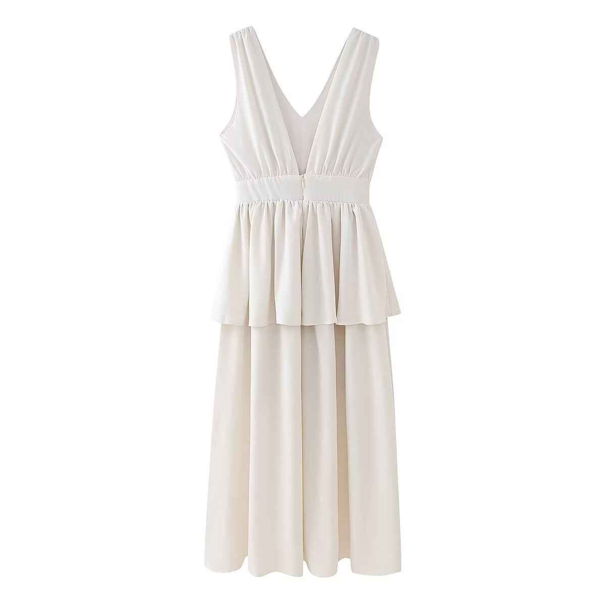 Women Clothing Summer V neck Sleeveless Dress CHEN