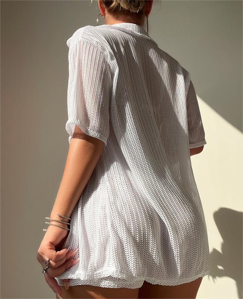 Blusa negra con aberturas, bóxer dividido, bikini, ropa de playa, blusa para mujer, traje de baño