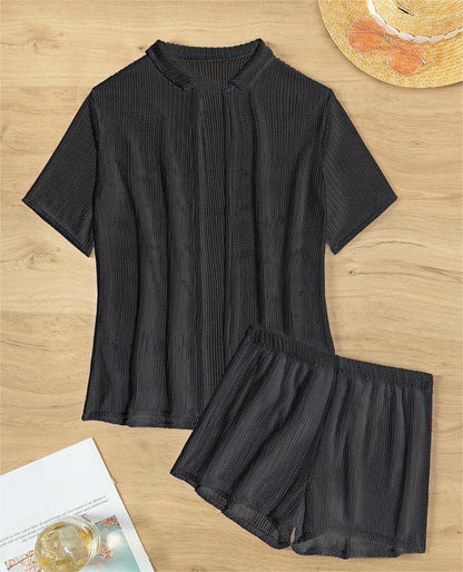 Blusa negra con aberturas, bóxer dividido, bikini, ropa de playa, blusa para mujer, traje de baño