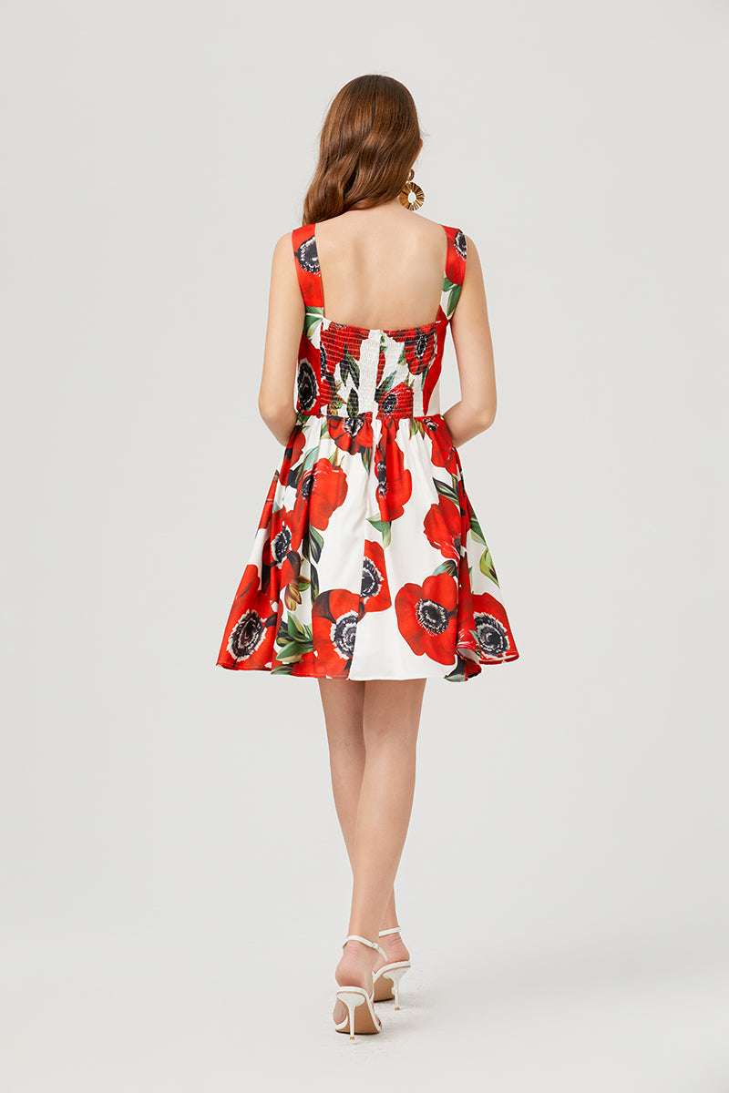 Women Summer Sleeveless Floral A Line Elegant Dress ESUNG