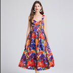 Women Summer Sleeveless Floral A Line Elegant Dress ESUNG