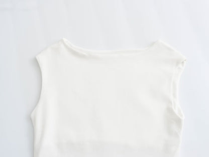 Mono de algodón con cuello barco y mangas sencillas para mujer de primavera