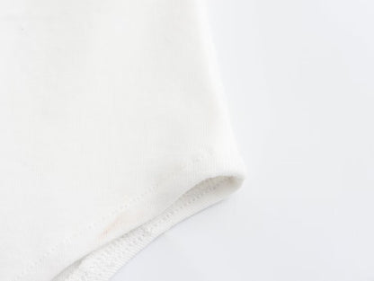 Mono de algodón con cuello barco y mangas sencillas para mujer de primavera