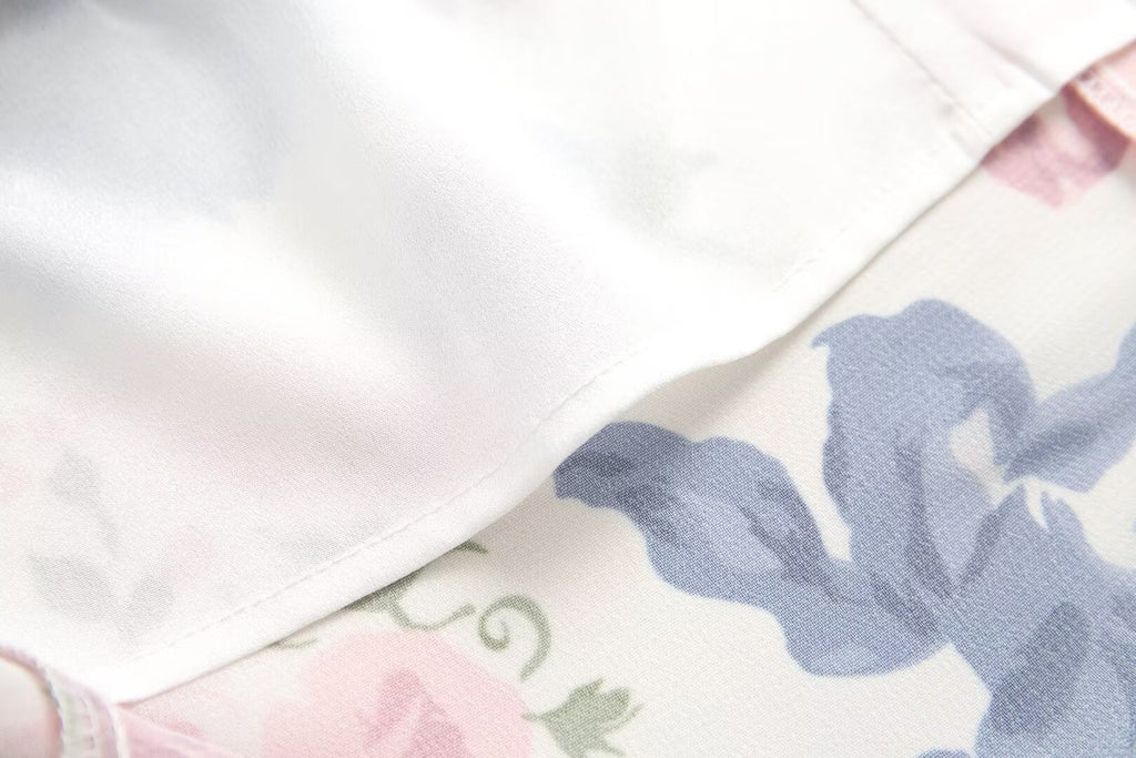 French Gentle Floral Print Cami Dress Summer Design Tight Waist Slim Pleated Split Dress PullWind