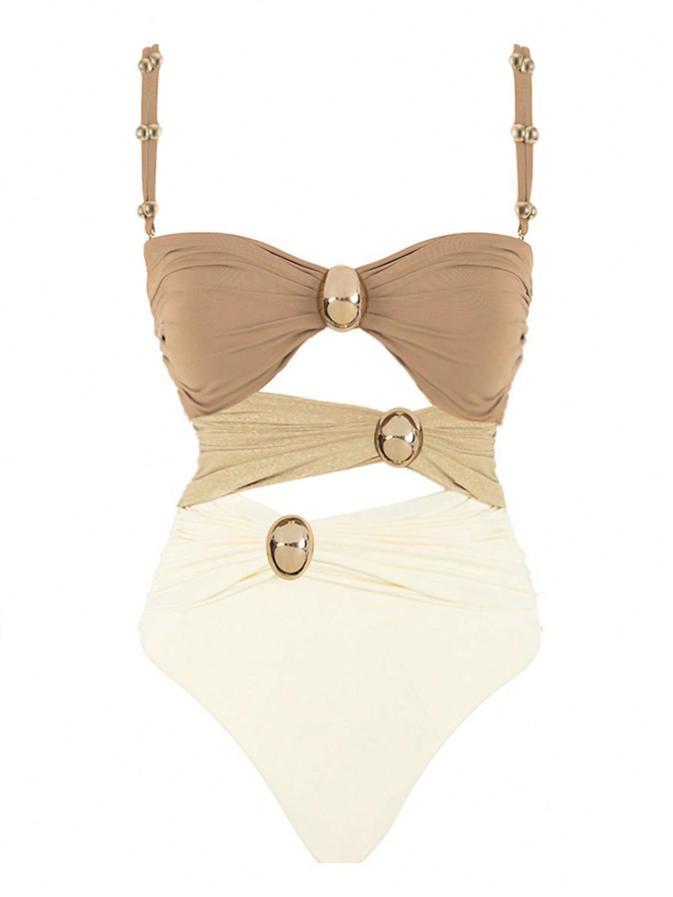 Bikinx Hollow Out Round Buckle Decor Three Color Sexy Monokini
