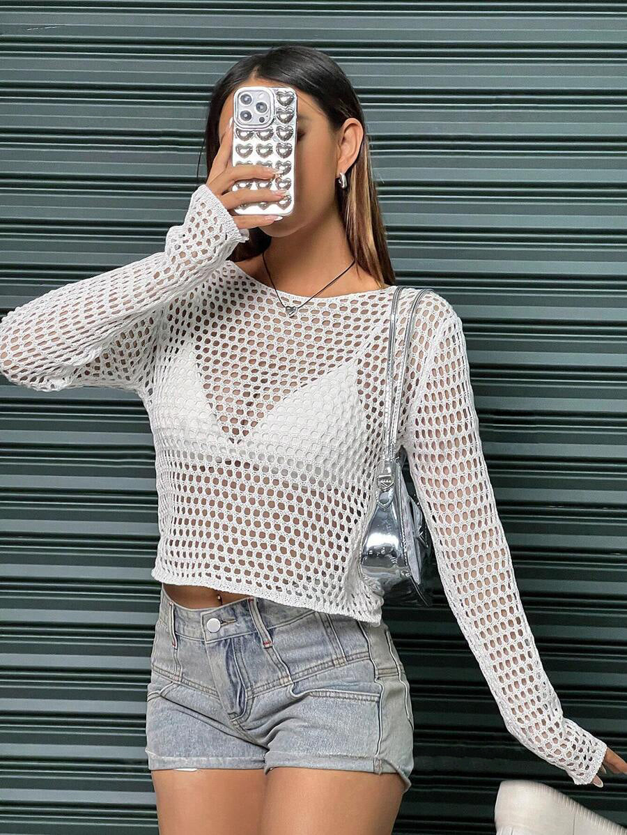 Haut uni au crochet pour femme, été