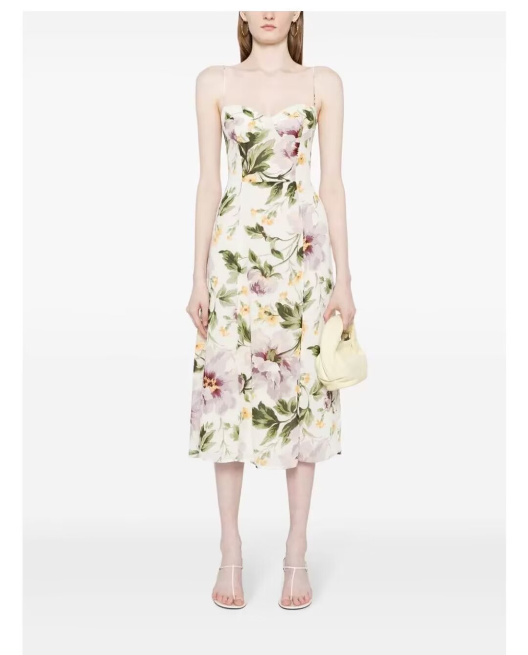 Summer French Vintage Floral Printed High Waist Sexy Side Split Hem Sling Dress PullWind