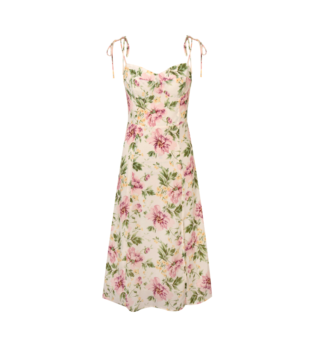 Summer French Vintage Floral Printed High Waist Sexy Side Split Hem Sling Dress PullWind