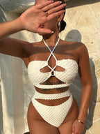 Luoguo Bikini Beige Sexy Swimsuit Women Split Drawstring Swimsuit Twingo