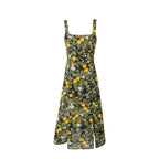 Summer Legal Women Clothing Sling Square Collar Fruit Printed Split Holiday Dress PullWind