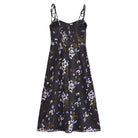 Spring Women Floral Print Vacation Sexy Slit Tied Spaghetti Strap Dress OMI