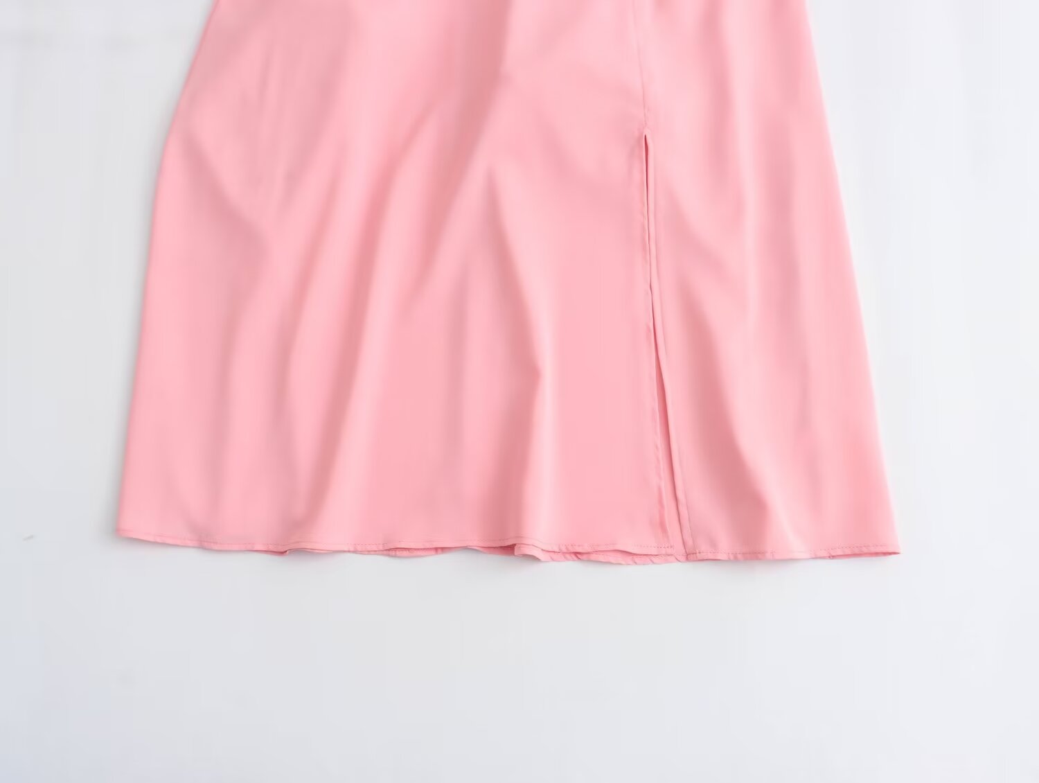 Spring Women Clothing Simple Square Collar Back Elastic Pink Dress Wennie