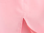 Spring Women Clothing Simple Square Collar Back Elastic Pink Dress Wennie