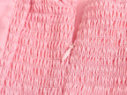Spring Women Clothing Simple Square Collar Back Elastic Pink Dress Wennie