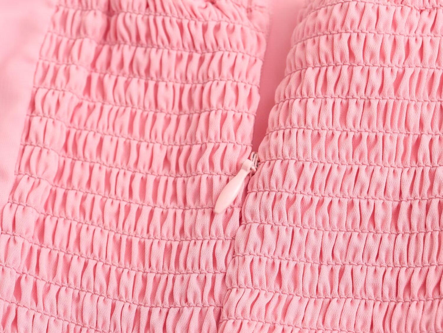 Spring Women Clothing Simple Square Collar Back Elastic Pink Dress Wennie