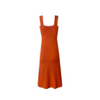 Spring Summer Square Collar Suspender Dress Women Side Slit Sexy Stretch Slim Fit Underwear Mid Length Dress PullWind