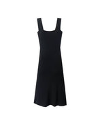 Spring Summer Square Collar Suspender Dress Women Side Slit Sexy Stretch Slim Fit Underwear Mid Length Dress PullWind
