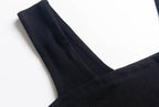 Spring Summer Square Collar Suspender Dress Women Side Slit Sexy Stretch Slim Fit Underwear Mid Length Dress PullWind