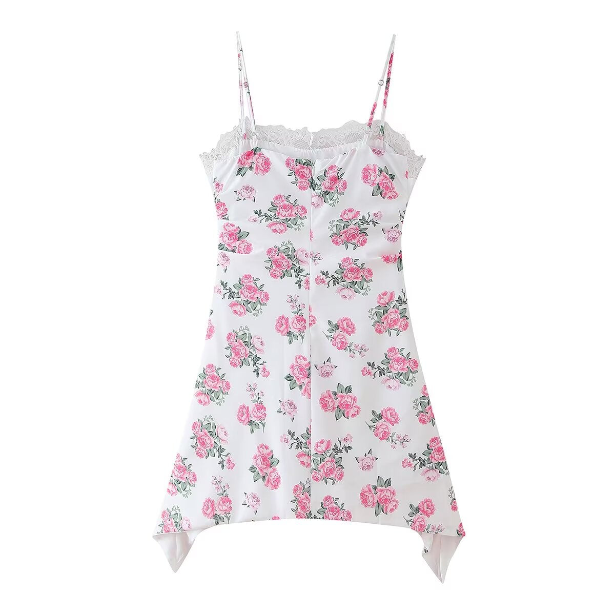 Spring Women Clothing Casual Lace Decorative Floral Suspender Dress CHEN