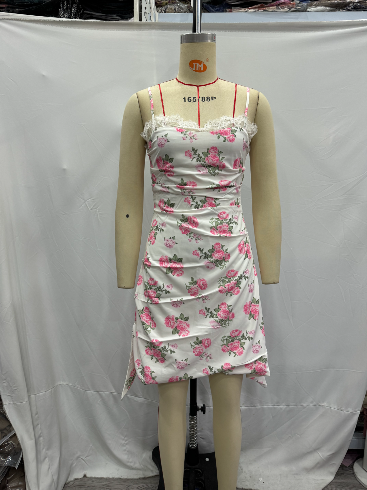 Spring Women Clothing Casual Lace Decorative Floral Suspender Dress CHEN