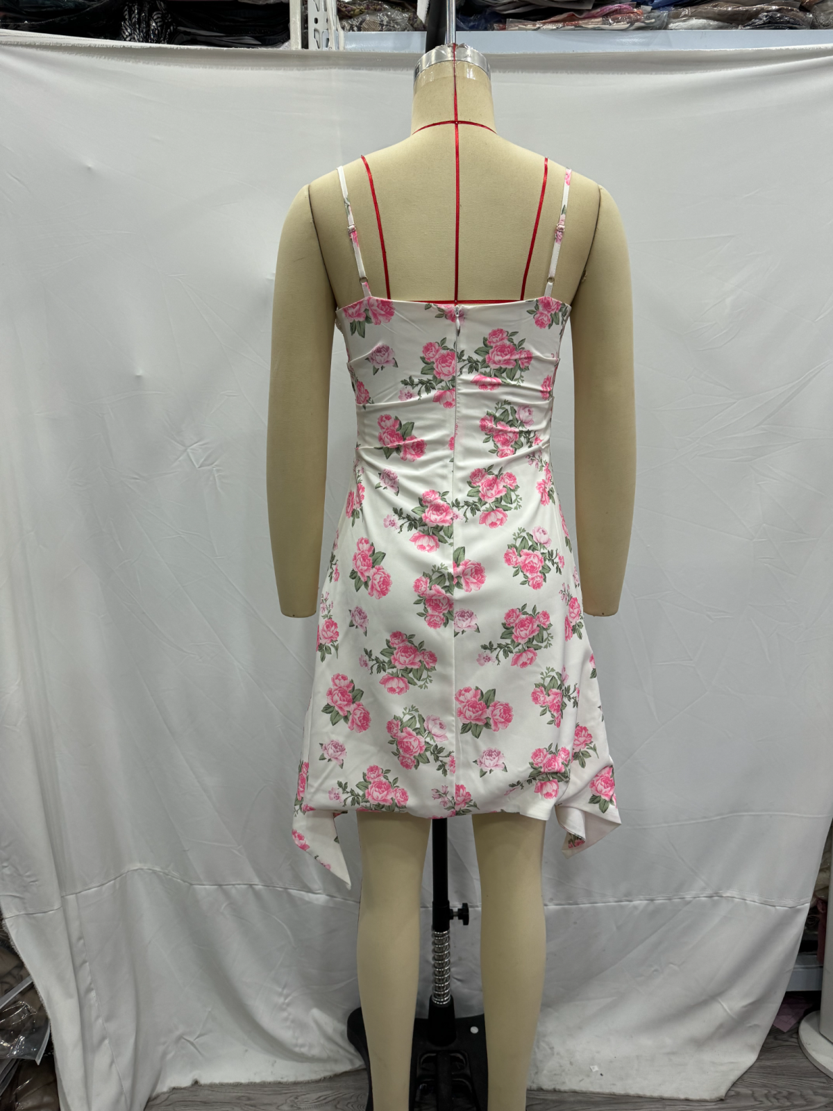 Spring Women Clothing Casual Lace Decorative Floral Suspender Dress CHEN